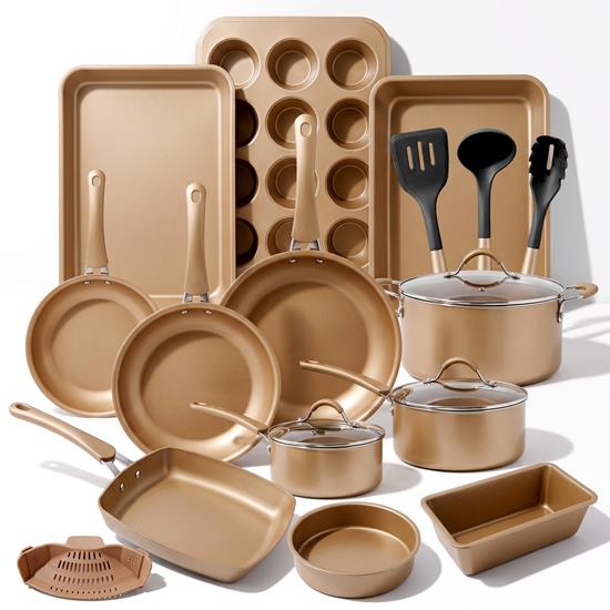 Pyle - NCCW20S.5 , Kitchen & Cooking , Cookware & Bakeware , Kitchenware Pots & Pans - High qualified Basic Kitchen Cookware Set, Non-Stick (20-Piece Set)