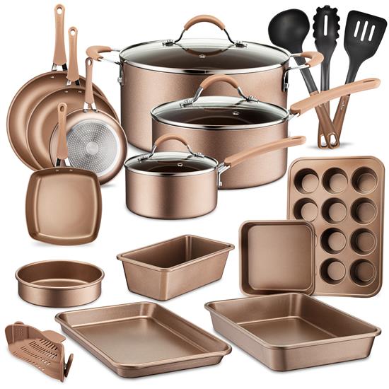 Pyle - NCCW20S , Kitchen & Cooking , Cookware & Bakeware , Kitchenware Pots & Pans - High qualified Basic Kitchen Cookware Set, Non-Stick (20-Piece Set)
