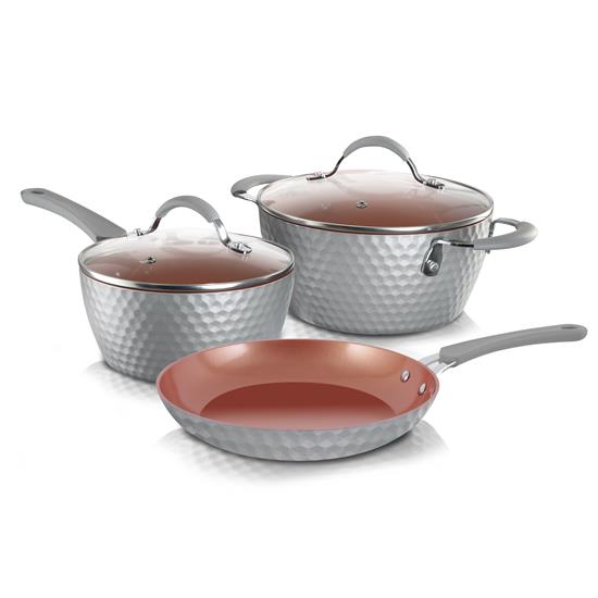 Pyle - NCG11CS3 , Kitchen & Cooking , Cookware & Bakeware , Home Kitchen Cookware Set - Stylish Kitchen Cookware with Elegant Diamond Pattern, Non-Stick (5-Piece Set) - (Compatible with Model: NCCW11GD)