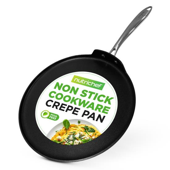 Pyle - NCHAC45 , Kitchen & Cooking , BBQ & Grilling , 12’’ Hard-Anodized Nonstick Crepe Pan - Dishwasher Safe Nonstick Round Crepe Pan
