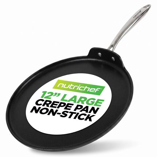 Pyle - NCHAC45 , Kitchen & Cooking , BBQ & Grilling , 12’’ Hard-Anodized Nonstick Crepe Pan - Dishwasher Safe Nonstick Round Crepe Pan