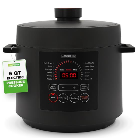 Pyle - NCHS60ZB , Kitchen & Cooking , Air Fryers , 6 QT Electric Pressure Cooker - 9 Function Digital Countertop with Preset Cooking Modes, Adjustable Time & Temp Settings  (Black)