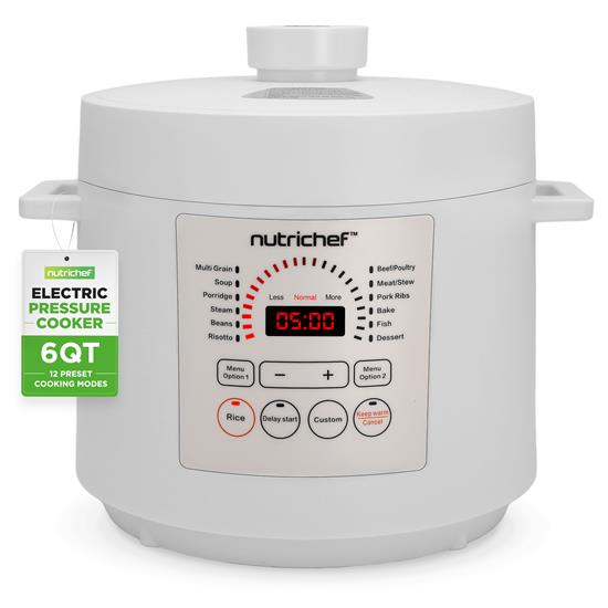 Pyle - NCHS60ZW , Kitchen & Cooking , Air Fryers , 6 QT Electric Pressure Cooker - 9 Function Digital Countertop with Preset Cooking Modes, Adjustable Time & Temp Settings  (White)