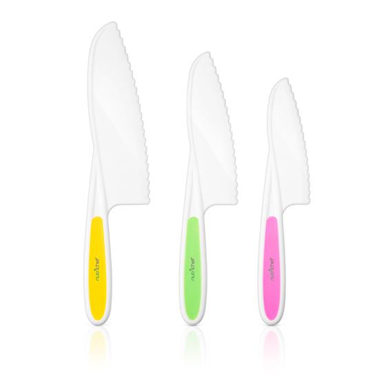 Pyle - NCKIDNF3 , Kitchen & Cooking , Kitchen Tools & Utensils , 3-Piece Nylon Kitchen Baking Knife Set - Children's Cooking Knives, Serrated Edges, BPA-Free Kids' Knives