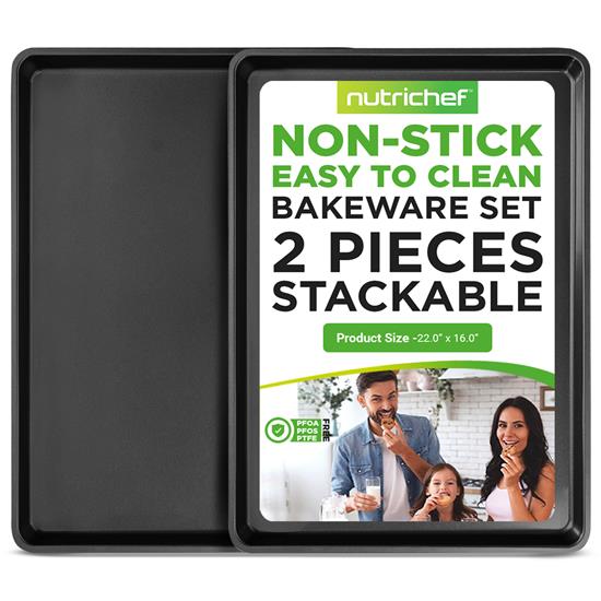 Pyle - NCLGBP16 , Kitchen & Cooking , Cookware & Bakeware , 2 Pcs. Professional Home Kitchen Bake Pans - Non-Stick Coated Layer Surface, Dishwasher Safe, PFOA, PFOS, PTFE Free