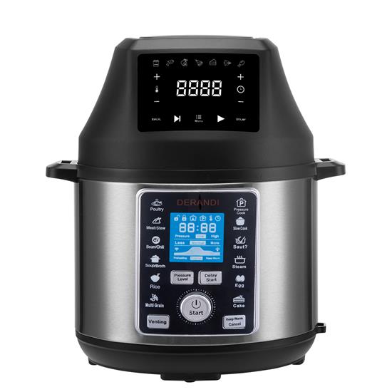 Pyle - NCPCAF40 , Kitchen & Cooking , Kitchen Tools & Utensils , Countertop Pressure Cooker - Digital Multi-Cooker Oven Air Fryer System with Preset Cooking Modes, Adjustable Time & Temp Settings