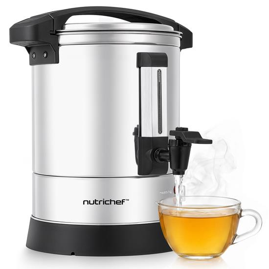 Pyle - NCSTKTL13L.5 , Kitchen & Cooking , Water & Tea Kettles , 13 Liter Water Boiler and Hot Water Dispenser  - Double Layer Beverage with Safety Lock Lid  (Black & Silver)