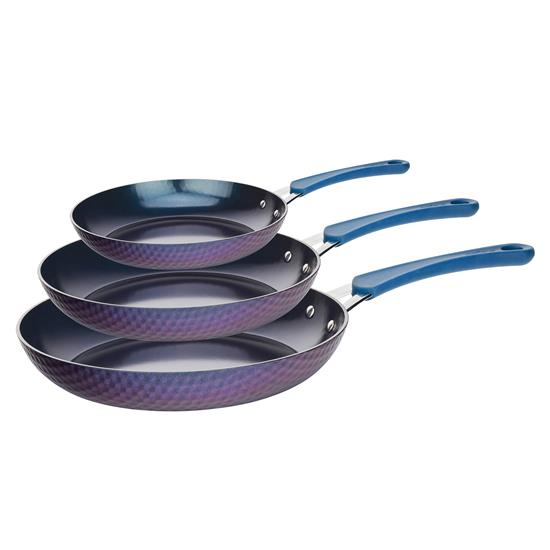 Pyle - NCW11FP3S , Kitchen & Cooking , Cookware & Bakeware , 3 Pcs. Fry Pan Set - Stylish Non-Stick Kitchen Cookware with Elegant Diamond Pattern (Compatible with Model: NCCW11DS)