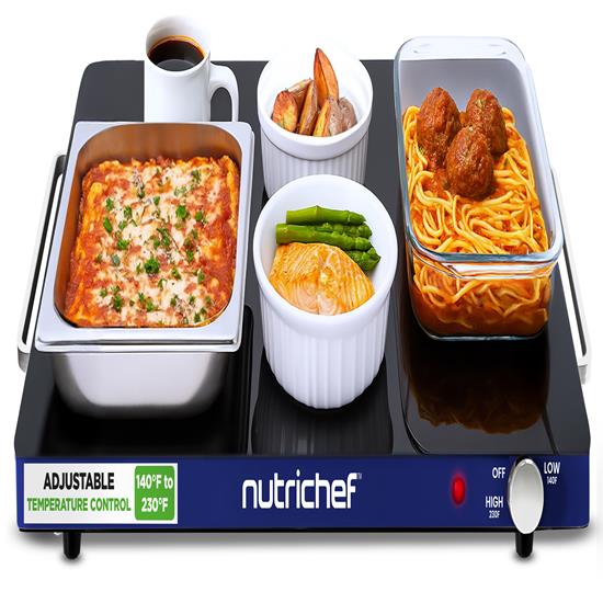 Pyle - NCWTG5442BLUE , Kitchen & Cooking , Food Warmers & Serving , Electric Food Warming Tray - Hot Server Plate with Adjustable Temperature Control Ideal for Buffets, Restaurants, Parties, Events and Home Dinners (Blue)