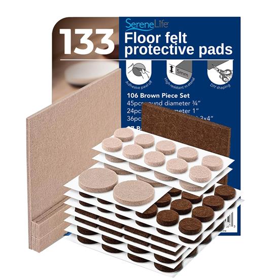 Pyle - NUCHARVAR133 , Health and Fitness , protection Equipment , 133 Pcs. Felt Furniture Pads - Protect Various Floors Including Hardwood, Laminate, Tile, and Vinyl