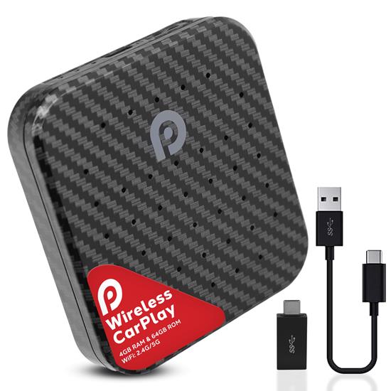 Pyle - PAS20BD , On the Road , Headunits - Stereo Receivers , Wireless Carplay & Android System iA Box -   4GB RAM 64GB ROM, 2.4GHz/5GHz Dual-Band WiFi BT Quad-Core 64Bits D/4K Full HD/H.265/USB3.0 Android Box, Screen Mirroring, Install Android Apps (Black Pattern Finish)