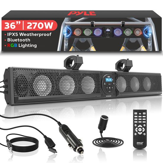 Pyle - PATVSB3700 , Sound and Recording , SoundBars - Home Theater , 36" Wide Aluminum Alloy Sound Bar Speaker System w AUX/BT/USB/RGB Lights and Remote Control, 6 x 30 Watts