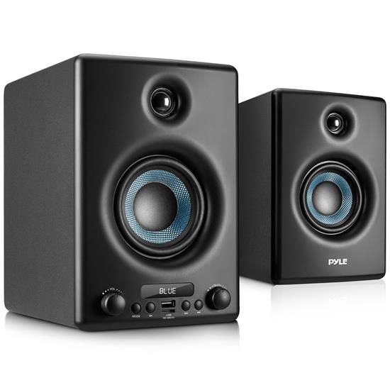 Pyle - PBKSP33BK , Sound and Recording , SoundBars - Home Theater , Desktop Bluetooth Bookshelf Speakers - HiFi Studio Monitor Computer Desk Stereo Speaker System, Black (300 Watt)