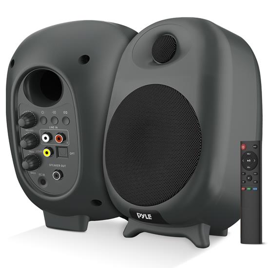 Pyle - PBKSR40 , Sound and Recording , SoundBars - Home Theater , Desktop Bluetooth Bookshelf Speakers - HiFi Studio Monitor Computer Desk Stereo Speaker System, Connections and Studio Quality Sound (60Watt MAX)