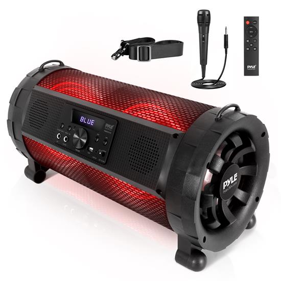 Pyle - PBMSPG190 , Home and Office , Portable Speakers - Boom Boxes , Street Blaster Bluetooth Boom Box Speaker System - Wireless & Portable Stereo Speaker with Built-in LED Lights, FM Radio (300 Watt)