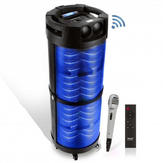 Pyle - PBMSPG298 , Sports and Outdoors , Portable Speakers - Boom Boxes , Gadgets and Handheld , Portable Speakers - Boom Boxes , Portable Bluetooth Speaker & Microphone Karaoke System - Indoor / Outdoor Wireless PA Stereo with LED Party Lights, MP3/USB Reader, FM Radio, Includes Wired Mic (800 Watt)