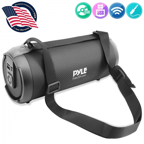 Pyle - PBMSPG2BK , Sports and Outdoors , Portable Speakers - Boom Boxes , Gadgets and Handheld , Portable Speakers - Boom Boxes , Bluetooth BoomBox Speaker System - Wireless & Portable Stereo Radio Speaker with FM Radio, MP3/USB/Micro SD Readers