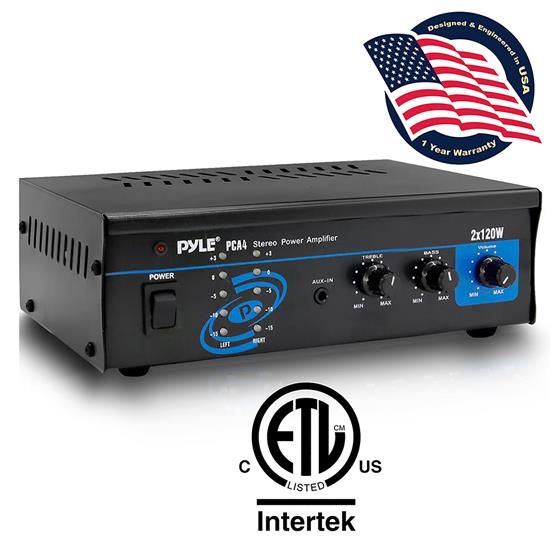 Pyle - PCA4.6 , Sound and Recording , Amplifiers - Receivers , Compact Home Audio Amplifier - Stereo Power Amp, AUX/MP3/RCA Input (2 x 120 Watt)