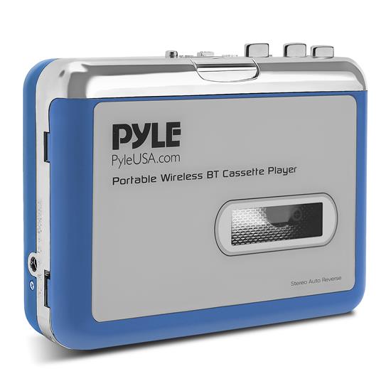 Pyle - PCASRSD18BT , Home and Office , TVs - Monitors , Portable Wireless BT Cassette Player - Lid Switcher, AUX Port w/ LED Indicator
