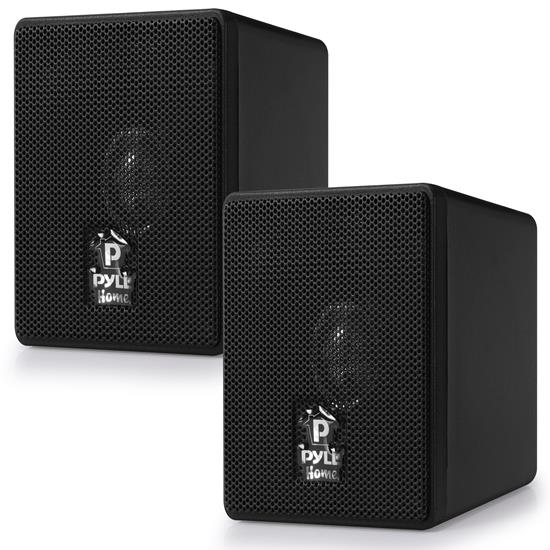 Pyle - PCB3BK.5 , Sound and Recording , SoundBars - Home Theater , 3'' 100 Watt Black Mini Cube Bookshelf Speaker In Black (Pair)