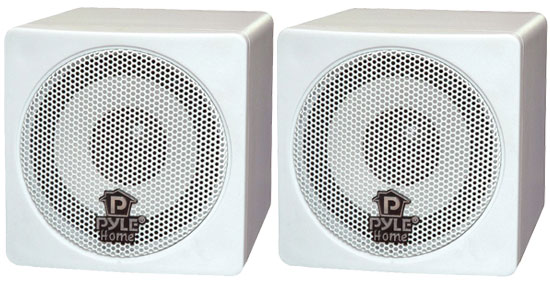 Pyle - PCB3WT , Sound and Recording , SoundBars - Home Theater , 3'' 100 Watt White Mini Cube Bookshelf Speaker In White (Pair)