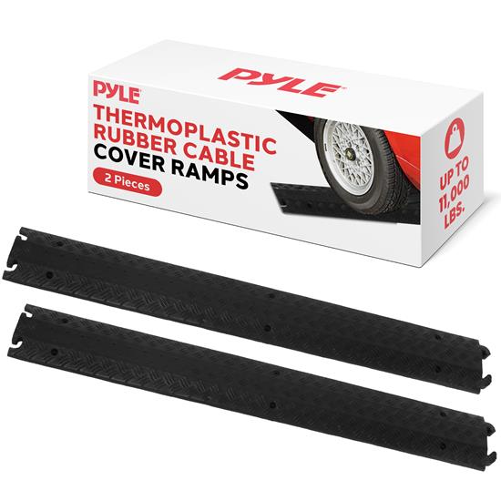 Pyle - PCBLCO101X2.5 , Home and Office , Cable Ramps - Cord/Wire Protectors , Cable Protector Cover Ramps - Cord/Wire Safety Concealment Floor Tracks, Rugged & Waterproof, Indoor/Outdoor Use (Single Channel Grooves)