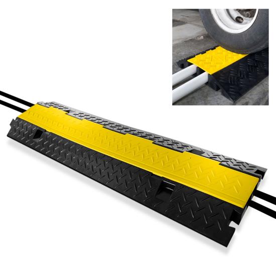 Pyle - PCBLCO103 , Home and Office , Cable Ramps - Cord/Wire Protectors , Cable Protector Cover Ramp - Cord/Wire Safety Concealment Track with Flip-Open Access Lid (Dual Channel Style)