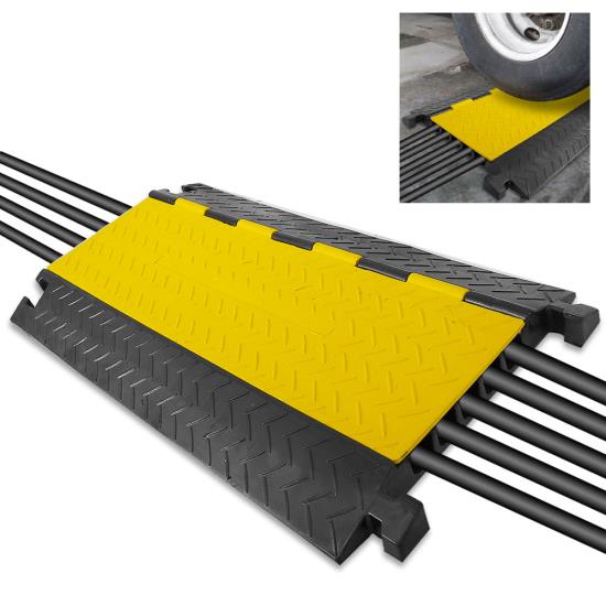 Pyle - PCBLCO109 , Home and Office , Cable Ramps - Cord/Wire Protectors , Cable Protector Cover Ramp - Cord/Wire Safety Concealment Track with Flip-Open Access Lid (Five Channel Extra Wide Style)