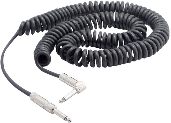 Pyle - PCBLGF25 , Home and Office , Cables - Wires - Adapters , Sound and Recording , Cables - Wires - Adapters , Coiled 25Ft  1/4'' Male  To  1/4'' Right Angle Male Speaker Cable