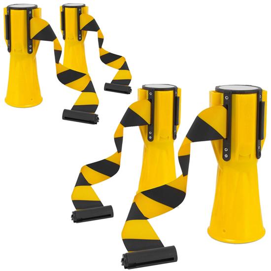 Pyle - PCNTP16X4 , Misc , 4 Pcs. Traffic Cone Emergency Belt - Retractable Traffic Cone Hazard Warning Tape Barrier Belt