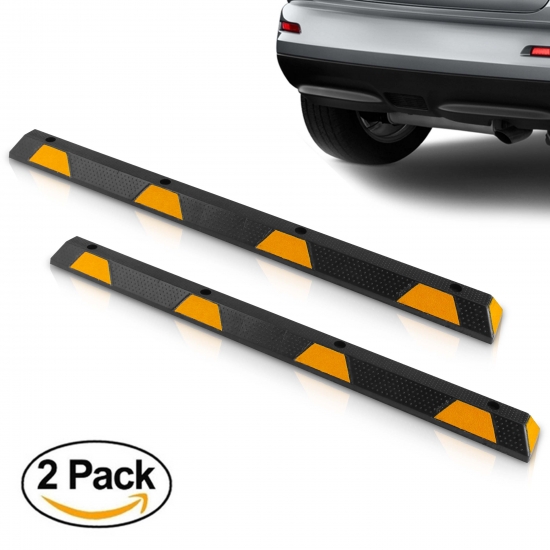 Pyle - PCRSTP14X2 , Home and Office , Cable Ramps - Cord/Wire Protectors , Car Wheel Stops - Vehicle & Truck Parking Curb Tire Stops, Heavy-Duty Rubber Tire Blocks (Extra Wide Style)