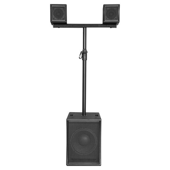 Pyle - PCS1025B , Sound and Recording , PA Loudspeakers - Cabinet Speakers , Wooden Professional Compact Line Array Column Speaker with 10-Inch Subwoofer, 2 x4-Inch Satellite, DSP, Wireless BT Streaming, USB, SD, 2.1 Channel, 1880W