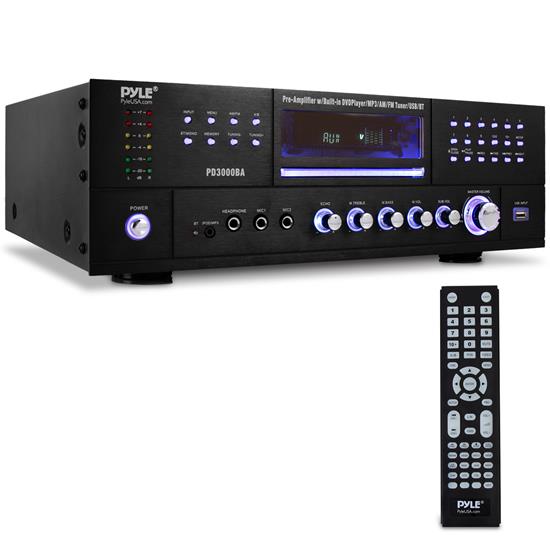 Pyle - PD3000BT , Sound and Recording , Amplifiers - Receivers , Bluetooth Home Theater Amplifier Receiver - Pro Audio Stereo Receiver System with Multimedia Disc Player, MP3/USB Reader, AM/FM Radio (3000 Watt)