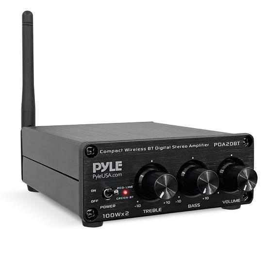 Pyle - PDA20BT , Sound and Recording , Amplifiers - Receivers , Desktop Bluetooth Audio Amplifier - Compact Mini Blue Series Stereo Power Amplifier (2 x 100 Watt MAX)