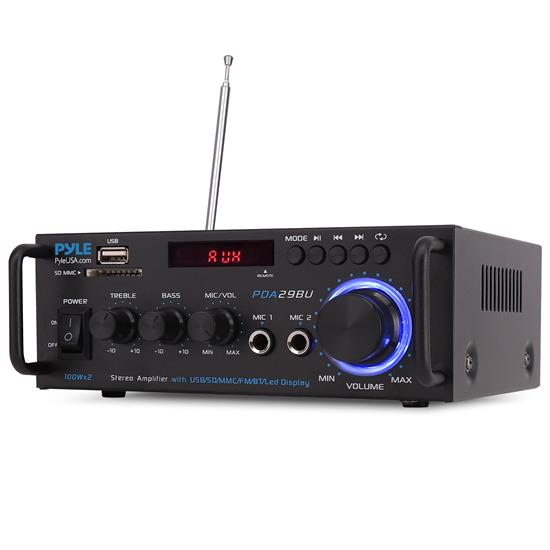 Pyle - PDA29BU , Home and Office , Sound and Recording , Amplifiers - Receivers , Wireless BT Stereo Power Amplifier - Blue Series Compact and Audio Streaming Amp with RCA & Speaker Terminals