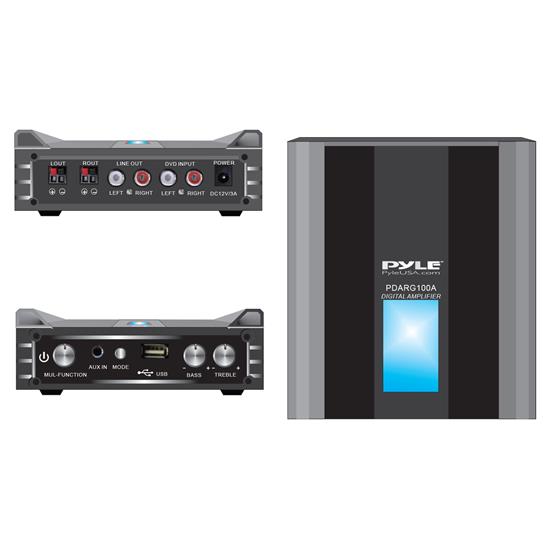 Pyle - PDARG100A , Sound and Recording , Amplifiers - Receivers , 2 Channel Bluetooth Stereo Amplifier - Class-D Amplifier, Stereo RCA In/Out, 3.5 mm Headphone Out. 300 Watt Max Power