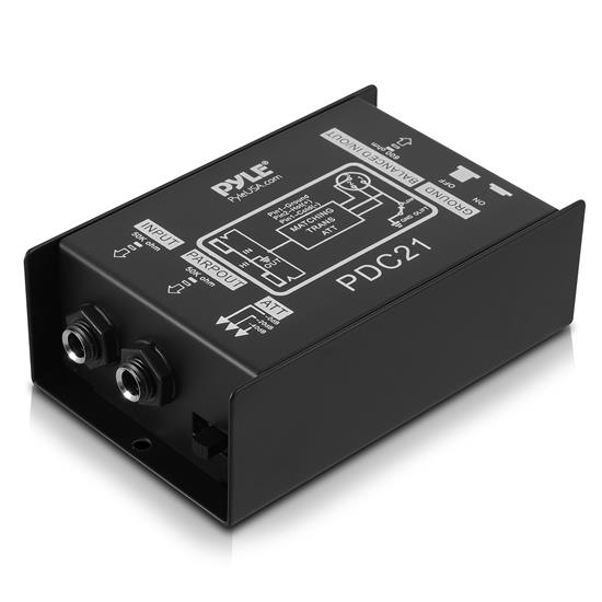Pyle - PDC21 , Sound and Recording , Audio Processors - Sound Reinforcement , Professional High-Performance Passive DI-Box - 1/4'' Instrument To Balanced & Unbalanced (1/4''/XLR) Direct Box