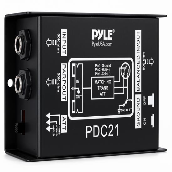 Pyle - PDC21.5 , Sound and Recording , Audio Processors - Sound Reinforcement , Professional High-Performance Passive DI-Box - 1/4'' Instrument To Balanced & Unbalanced (1/4''/XLR) Direct Box