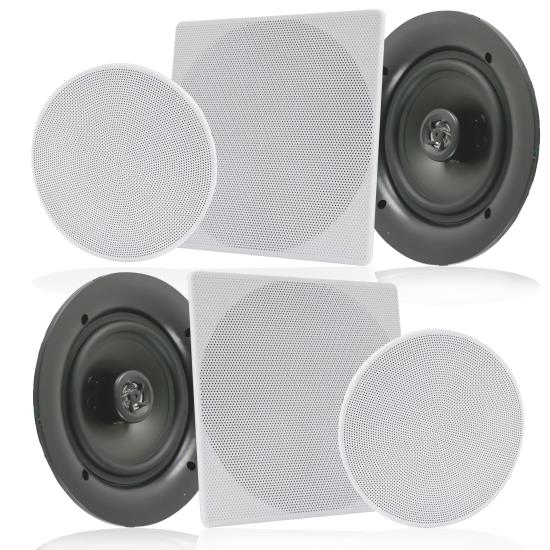 Pyle - UPDIC1666 , Sound and Recording , Home Speakers , 6.5" In-Wall / In-Ceiling Speakers, 2-Way Flush Mount Home Speaker Pair, 200 Watt