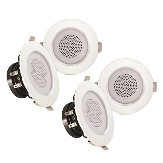 Pyle - PDIC4CBTL3B , Sound and Recording , Home Speakers , 3’’ Bluetooth Ceiling / Wall Speaker Kit, (4) Aluminum Frame Speakers with Built-in LED Light