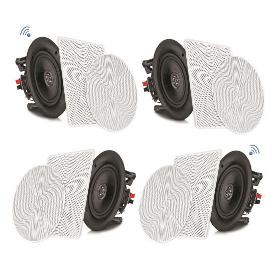Pyle - PDICBT256 , Sound and Recording , Home Speakers , 5.25’’ Bluetooth Ceiling / Wall Speaker Kit, (4) Flush Mount 2-Way Home Speakers, 150 Watt (4 Speakers)