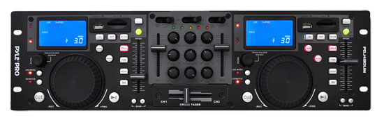 Pyle - PDJ480UM , Sound and Recording , Mixers - DJ Controllers , Rack Mount Professional Dual DJ Controller with Scratch, Loop, Mixer, USB, and SD Card Player