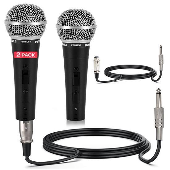 Pyle - PDMIC59X2 , Musical Instruments , Microphones - Headsets , Sound and Recording , Microphones - Headsets , Set of 2 Professional Dynamic Microphone, Unidirectional Handheld Mic with ON/OFF Switch