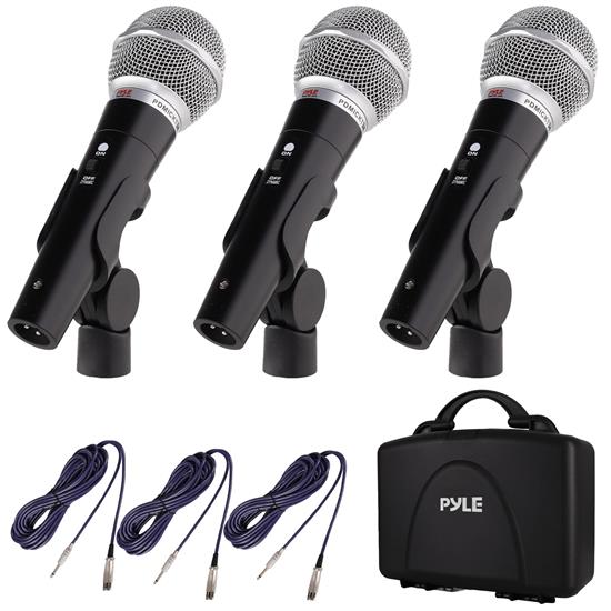 Pyle - PDMICKT34 , Musical Instruments , Microphones - Headsets , Sound and Recording , Microphones - Headsets , Dynamic Microphone Kit, (3) Professional Handheld Mics (Includes XLR Audio Cables)