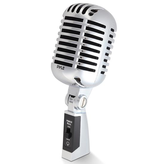 Pyle - PDMICR42SL , Musical Instruments , Microphones - Headsets , Sound and Recording , Microphones - Headsets , Classic Retro Dynamic Vocal Microphone, Vintage Style Vocal Mic with 16' ft. XLR Cable (Silver)