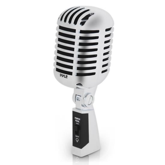 Pyle - PDMICR42SL , Musical Instruments , Microphones - Headsets , Sound and Recording , Microphones - Headsets , Classic Retro Dynamic Vocal Microphone, Vintage Style Vocal Mic with 16' ft. XLR Cable (Silver)