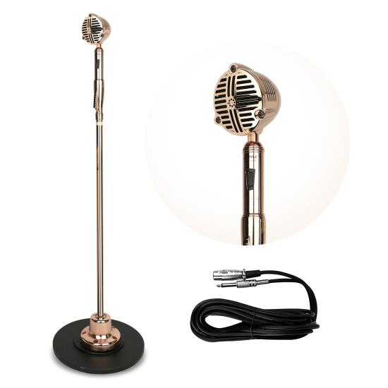 Pyle - PDMICR72GL , Musical Instruments , Microphones - Headsets , Sound and Recording , Microphones - Headsets , Classic Retro Vintage Style Microphone & Swing Stand, Gold Style