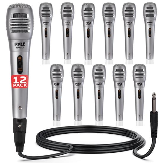Pyle - PDMIK1X12 , Musical Instruments , Microphones - Headsets , Sound and Recording , Microphones - Headsets , 12 Pcs. Dynamic Microphone, Professional Moving Coil Handheld Mic with 6.5' ft. XLR Cable