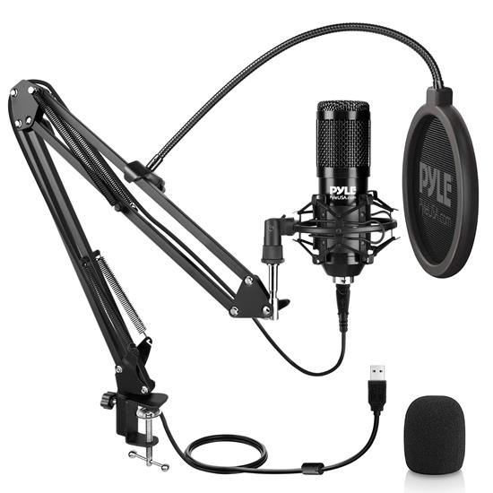 Pyle - PDMIKT140 , Musical Instruments , Microphones - Headsets , Sound and Recording , Microphones - Headsets , Professional USB Podcast Microphone Kit - High-Res. Mic with USB Cable, Pop Filter, Mic Stand, Shock Mount