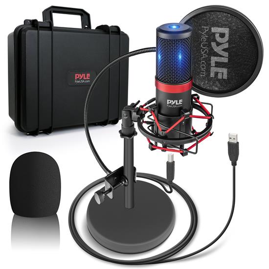 Pyle - PDMIKT200 , Musical Instruments , Microphones - Headsets , Sound and Recording , Microphones - Headsets , Computer Desktop Microphone - Streaming & Pro Audio Recording Mic Kit with Shock Mount Stand, Easy USB Plug-and-Play (for Podcast Recording, Streaming, Gaming)